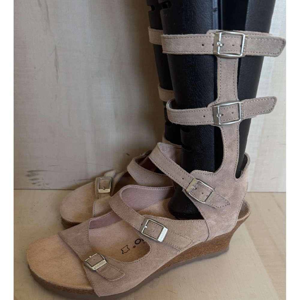 Birkenstock Papillio Elisa Wedges Gladiator Sandals Womens Size 6/EU 37 Beige - Picture 4 of 11